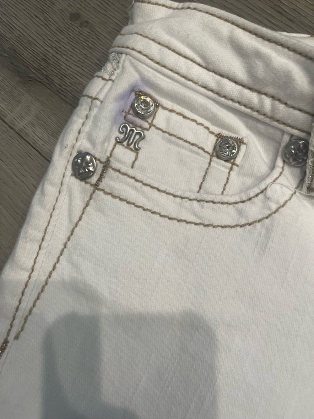 Miss Me Ankle Skinny White Embellished Jeans - Picture 4 of 9